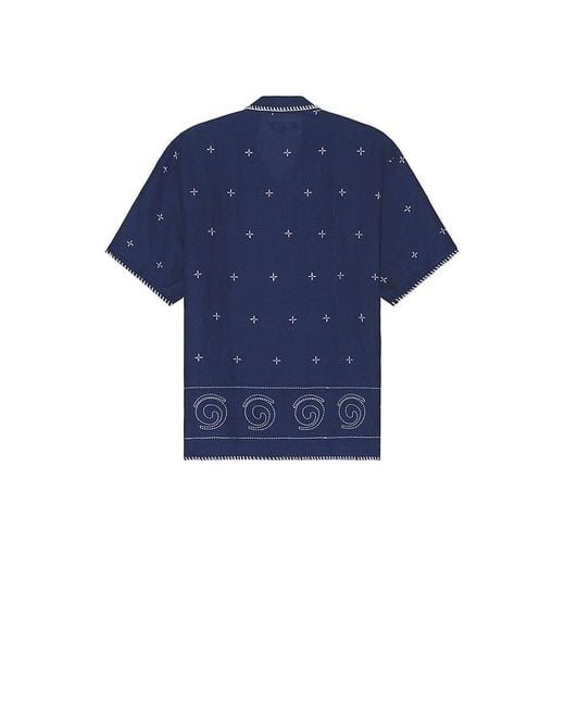 Malbon Golf Ronin Linen Button Down Shirt in Blue for Men | Lyst