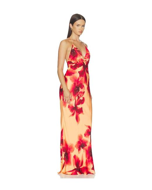 Rococo Sand Red Halter Neck Maxi Dress
