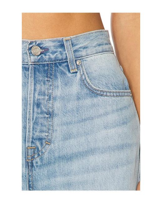 GRLFRND Blue Graham High Rise Straight Short Inseam