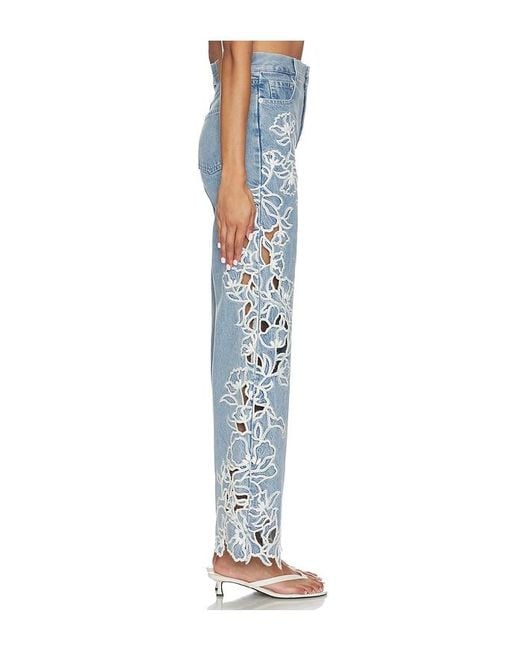Jonathan Simkhai Blue Porter Embroidered Denim Pant