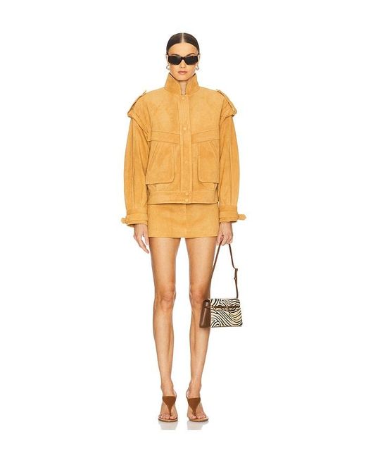 AEXAE Orange Leather Suede Oversized Jacket