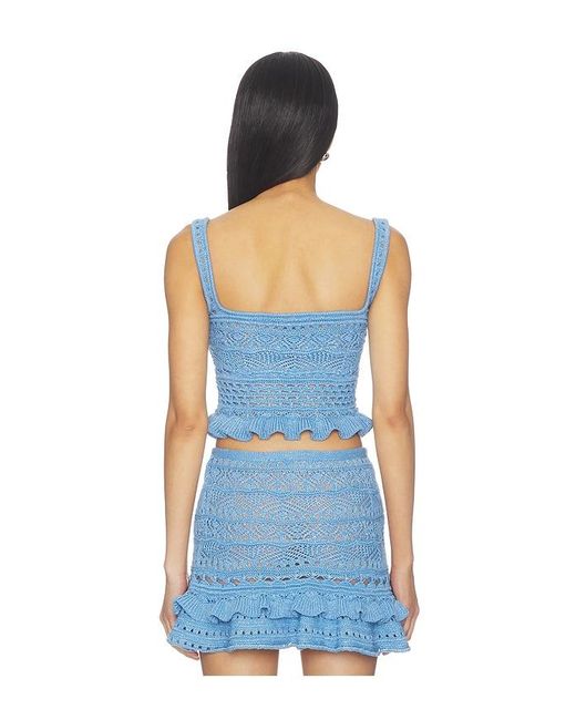 retroféte Blue Damira Crochet Top