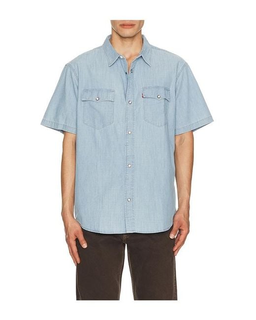 Levi's Blue Short Sleeve Relaxed Fit Western Shirt for men