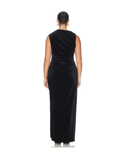 GOOD AMERICAN Black Velvet High Neck Maxi Dress