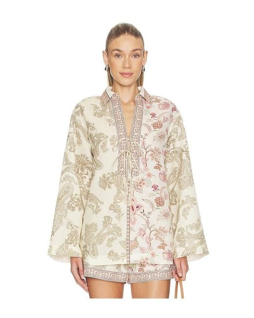 Hemant & Nandita Natural Drop Shoulder Collared Tunic