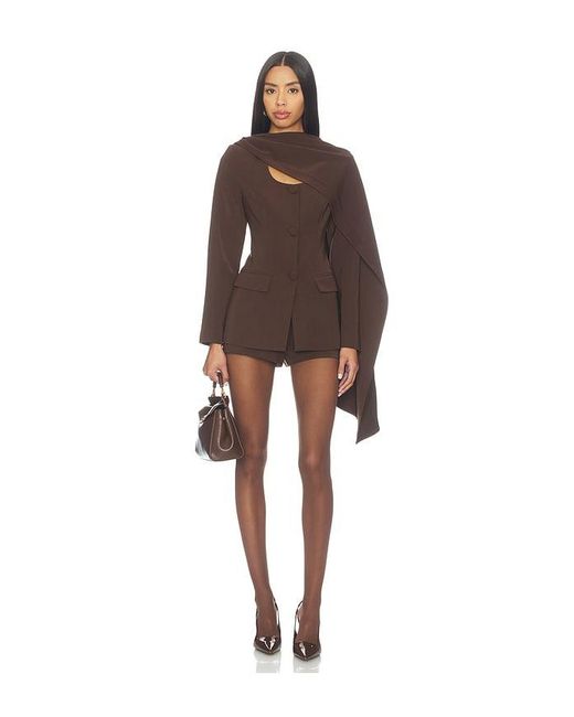 Line & Dot Brown Nimah Scarf Blazer