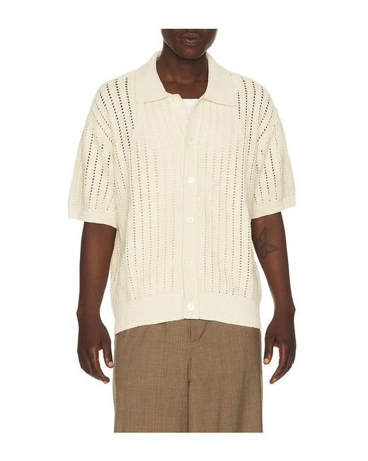 DUNST Natural Relaxed Collared Cardigan for men