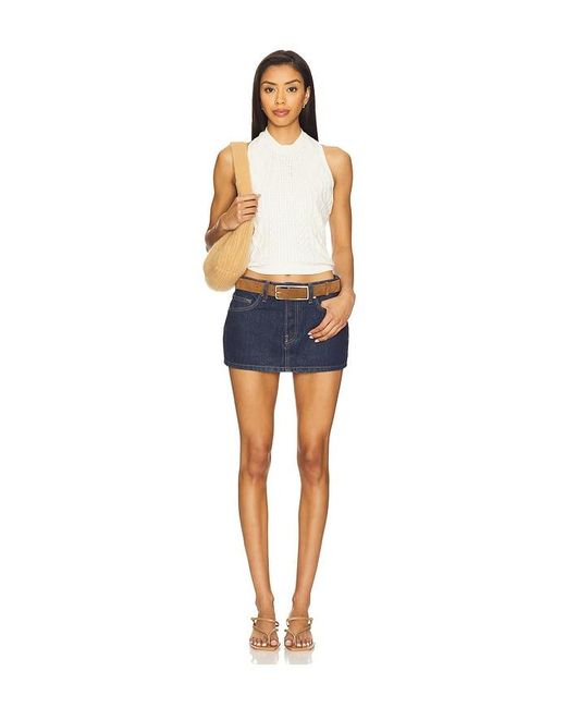 Central Park West Blue Junie Cabled Halter Top