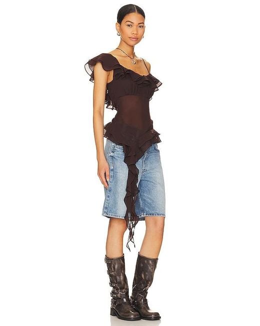 LPA Blue Jess Flounce Scarf Top