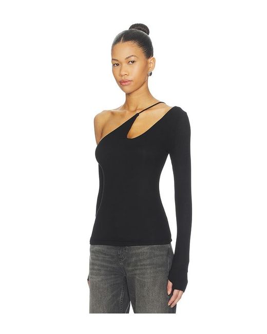Michael Lauren Black Usher Asymmetrical Longsleeve Top