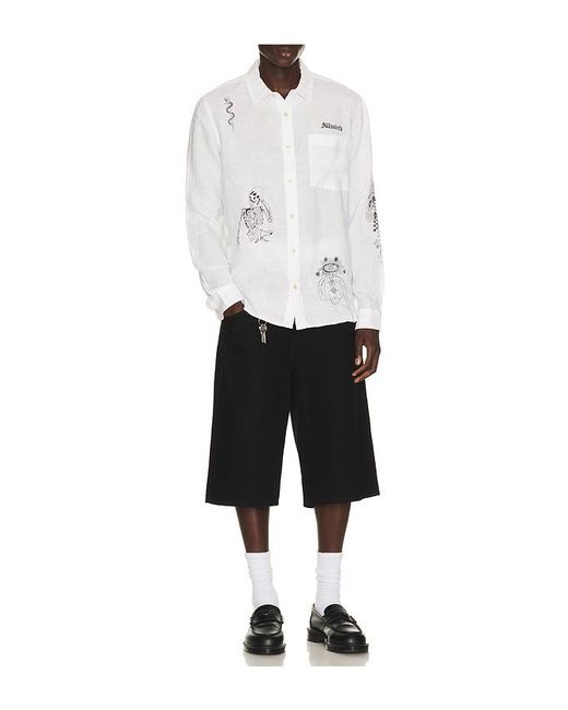 AllSaints White Terror Long Sleeve Shirt for men
