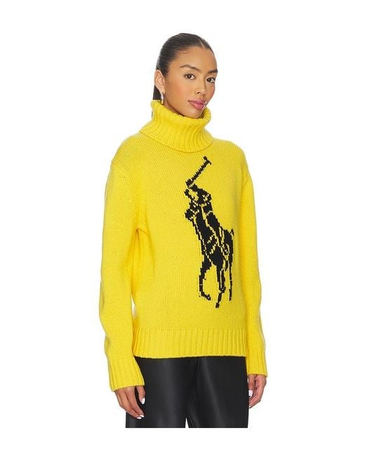 Polo Ralph Lauren Yellow Big Pony Wool Turtleneck Sweater