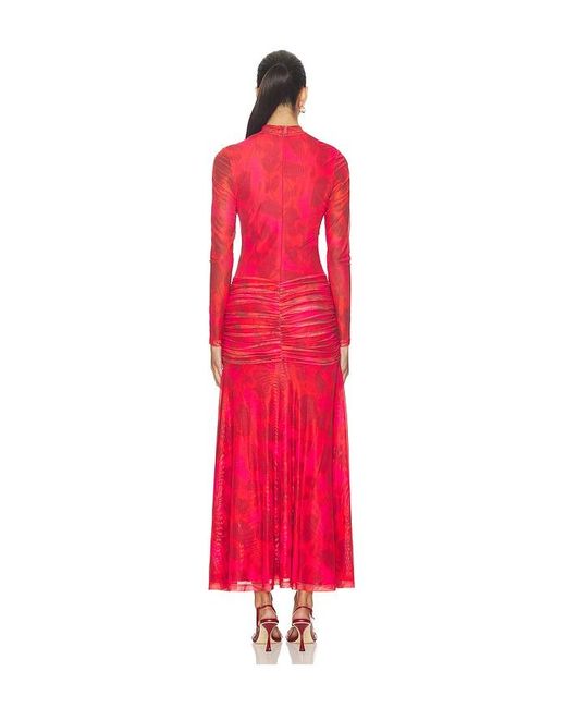 Bardot Red Lea Floral Mesh Dress