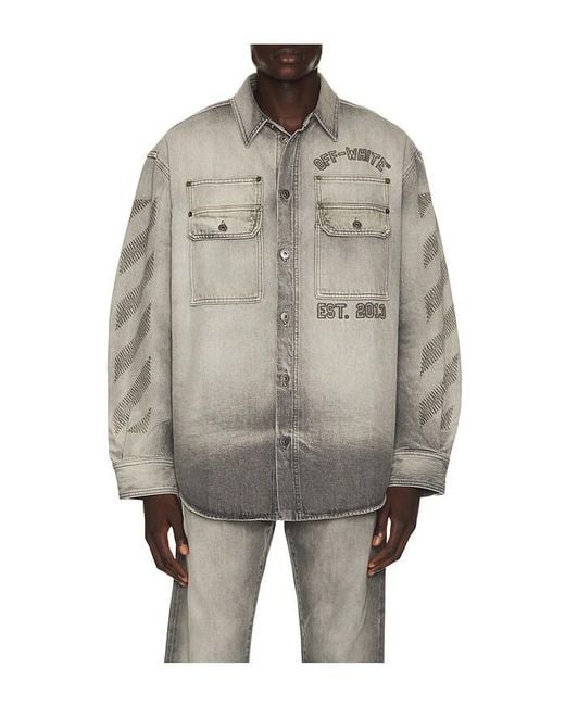 Off-White c/o Virgil Abloh Blue Denim Military Overshirt for men