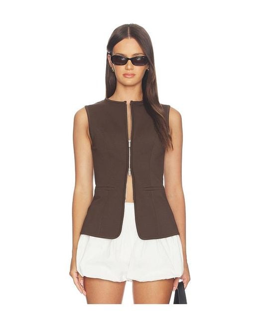 ALIGNE Brown Miguel Zip Ponte Top