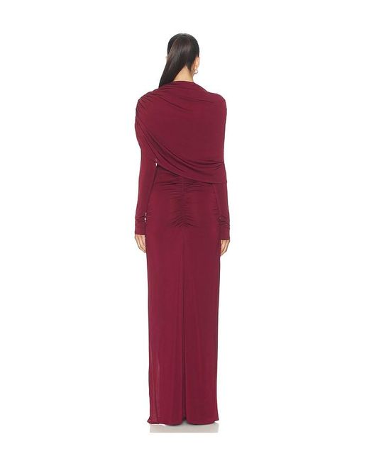 ROBE DE SOIRÉE ASYMMETRICAL SHAWL en Burgundy LAPOINTE en coloris Red
