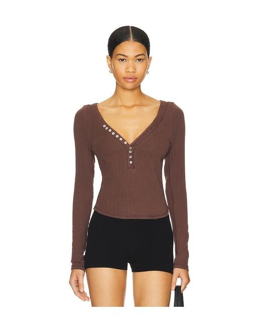 Free People Black X Intimately Fp Coffee Chat Long Sleeve