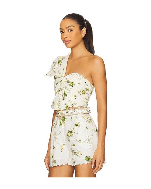 Camilla White Asymmetric Bow Top