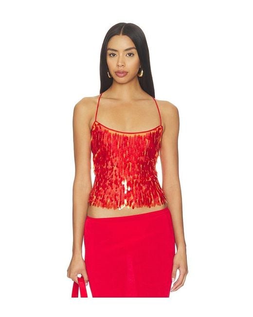 With Harper Lu Red Backless Top