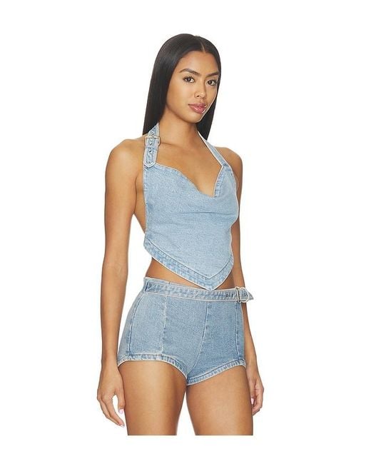 retroféte Blue Amelisse Denim Top