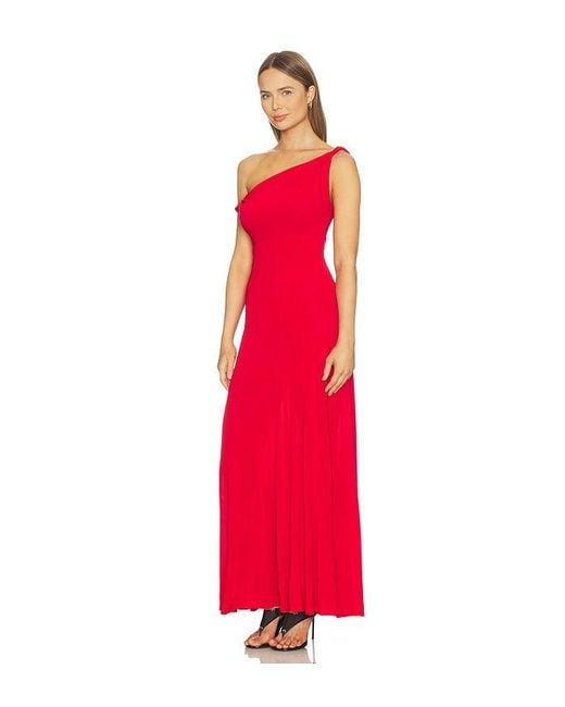 Alice + Olivia Red Noelia Twist Strap Paneled Maxi Dress
