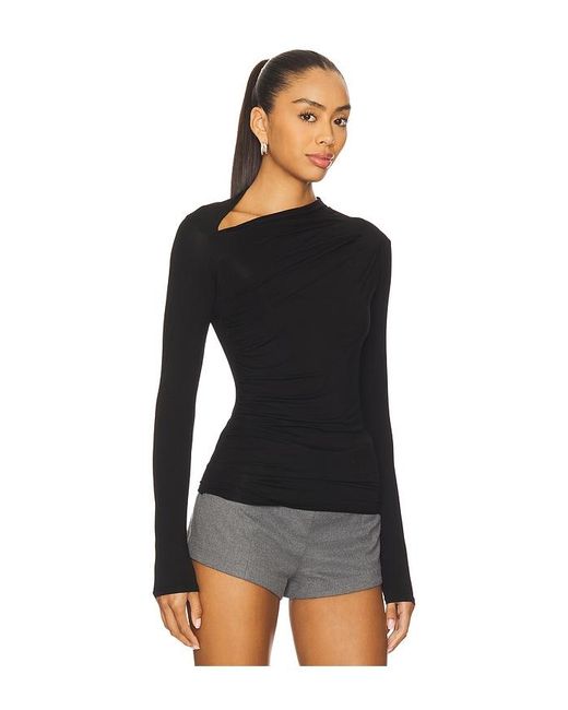 Enza Costa Fluid Jersey Slash Top Black