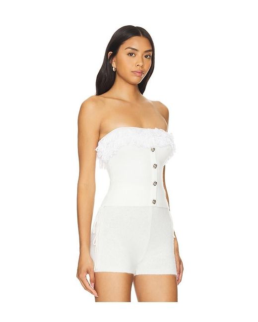 ZEMETA White Tube-Top Rosie Ruffle Knit