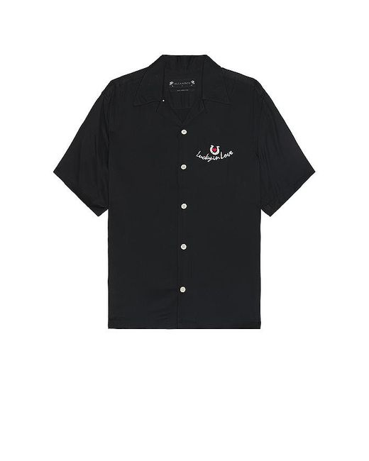 AllSaints Black Chanceux Short Sleeve Shirt for men