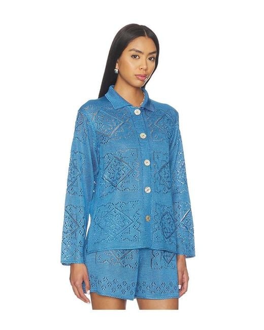 Calle Del Mar Blue Handkerchief Long Sleeve Shirt