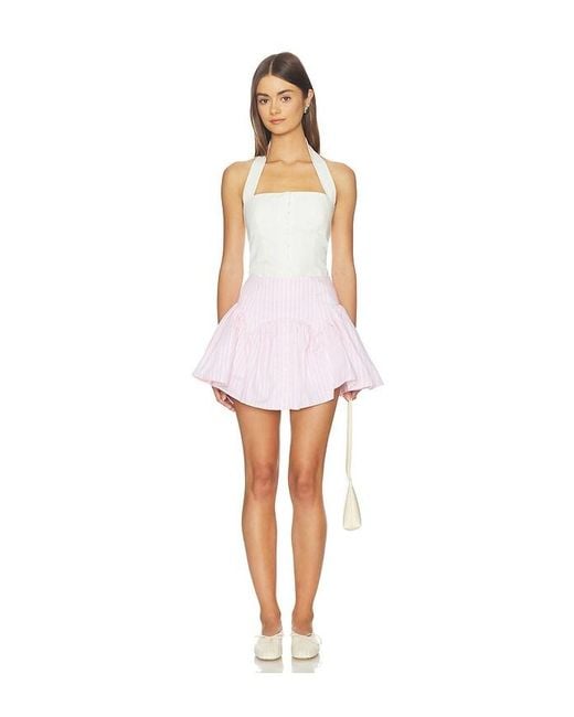 Fleur du Mal White Poplin Garter Skort