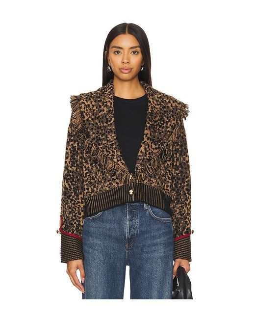 Hayley Menzies Black Leopard Jacquard Cardi Bomber