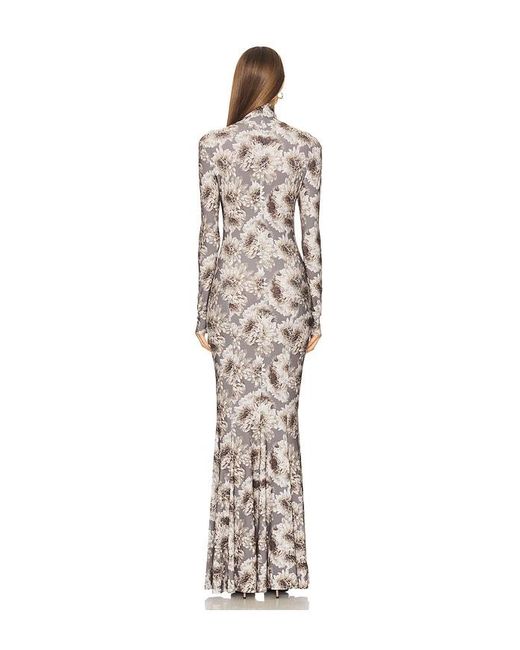 Norma Kamali White Long Sleeve Turtleneck Fishtail Gown