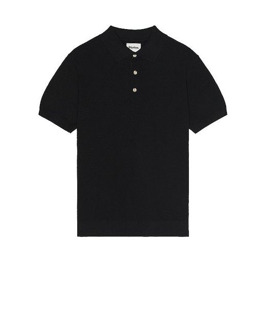 Rhythm Black Textured Knit Short Sleeve Polo for men