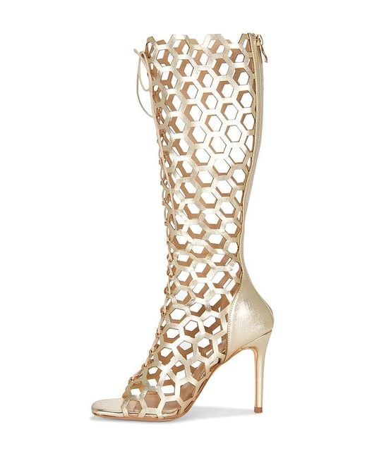 Nii HAI White Honeycomb Lace Up Heel