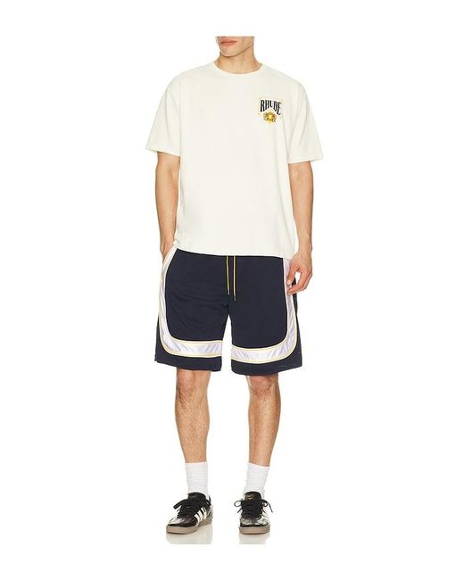 Rhude Blue Mesh Piping Baggy Track Shorts for men