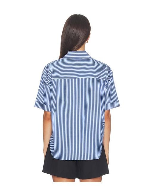 Rag & Bone Blue Connie Short Sleeve Stripe Shirt