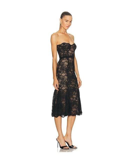 LOBA Black Lucienne Lace Midi Dress
