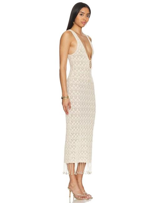 Camila Coelho White Abeni Keyhole Midi Knit Dress