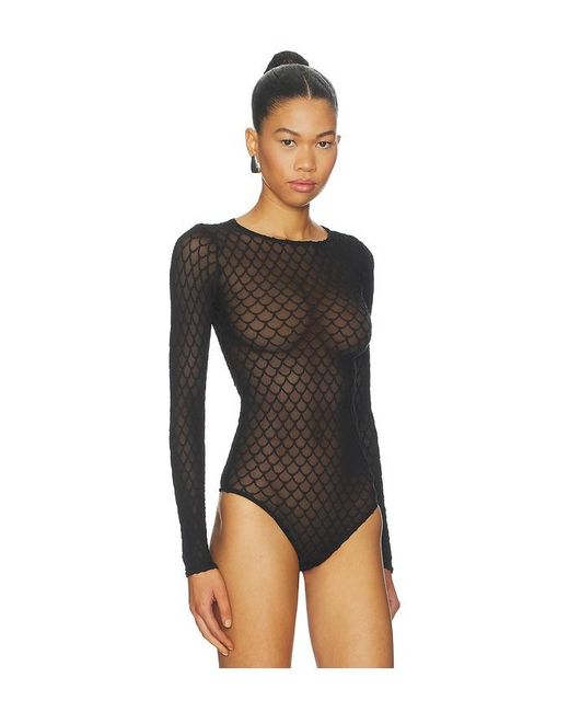 Wolford Black Velvet Net Illusion Bodysuit