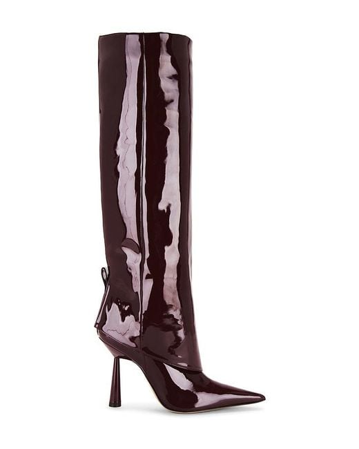 Gia Borghini Brown Rosie 31 Faux Patent Knee-High Boots