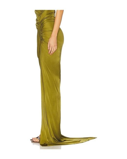 Atlein Yellow Draped Asymmetric Skirt
