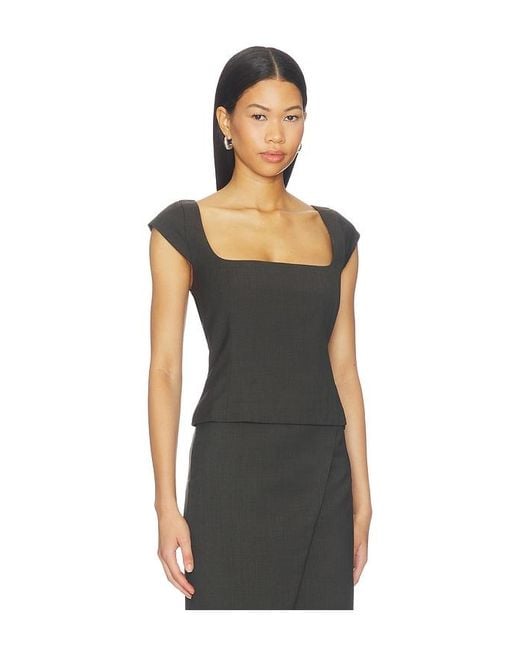 St. Agni Black Wool Cap Sleeve Top