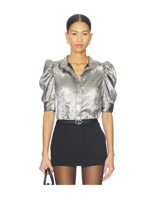 FRAME Gray The Shiny Gillian Blouse