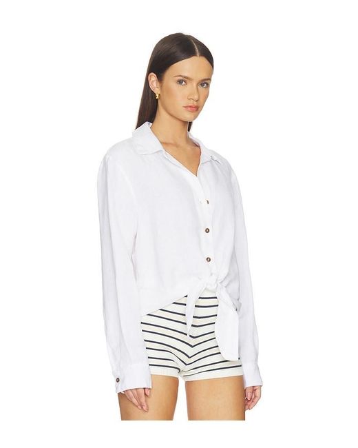 Sanctuary White More Love Linen Tie Top