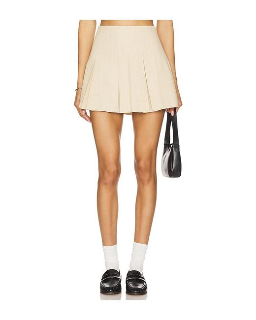 Astr Natural Wide Pleat Mini Skirt