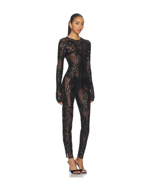 Norma Kamali Black Long Sleeve Crew Neck Catsuit