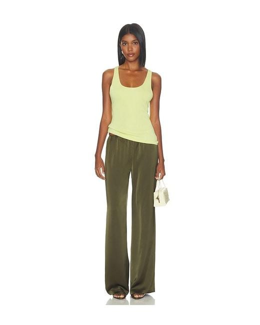 Lovers + Friends Green Alette Satin Pants