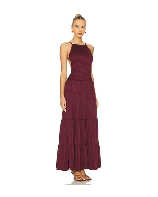 WeWoreWhat Red Smocked Drop Waist Maxi Dress