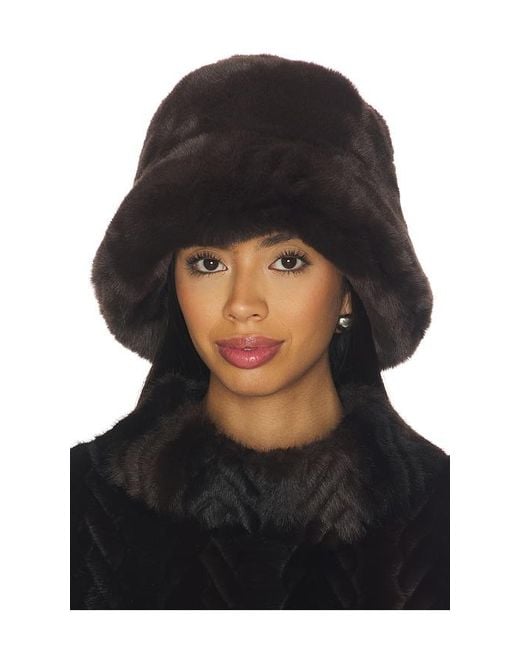 Lovers + Friends Black Elias Faux Fur Bucket Hat