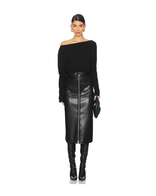 Jonathan Simkhai Black Wool Tencel Off-Shoulder Sweater